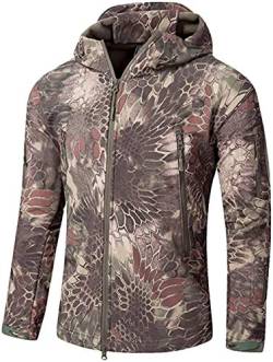 VADOOLL Herren Taktische Jacke Softshell Fleece Kapuzen Outdoor Mantel Warme Winterjacke Militär Softshell Taktische Jacke (lvmang,4XL) von VADOOLL