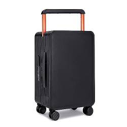 VALCLA Reisekoffer Breiter Trolley-Gepäck-Boarding-Koffer, Kleiner Koffer, universelles Rad, Passwort-Box, einfache Mode, großes Gepäck Weichschalenkoffer (Color : Black, Size : 24inch) von VALCLA