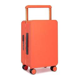 VALCLA Reisekoffer Breiter Trolley-Gepäck-Boarding-Koffer, Kleiner Koffer, universelles Rad, Passwort-Box, einfache Mode, großes Gepäck Weichschalenkoffer (Color : Orange, Size : 24inch) von VALCLA