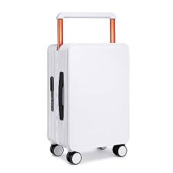 VALCLA Reisekoffer Breiter Trolley-Gepäck-Boarding-Koffer, Kleiner Koffer, universelles Rad, Passwort-Box, einfache Mode, großes Gepäck Weichschalenkoffer (Color : White, Size : 24inch) von VALCLA