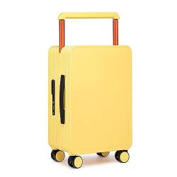 VALCLA Reisekoffer Breiter Trolley-Gepäck-Boarding-Koffer, Kleiner Koffer, universelles Rad, Passwort-Box, einfache Mode, großes Gepäck Weichschalenkoffer (Color : Yellow, Size : 20inch) von VALCLA