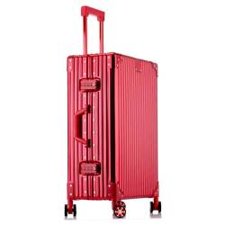 VALCLA Reisekoffer Koffer mit großem Fassungsvermögen, Aluminiumrahmen, Trolley-Koffer, Passwortbox, Boarding-Koffer, tragbarer Koffer, Metallkoffer Weichschalenkoffer (Color : B, Size : 24in) von VALCLA