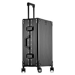 VALCLA Reisekoffer Koffer mit großem Fassungsvermögen, Aluminiumrahmen, Trolley-Koffer, Passwortbox, Boarding-Koffer, tragbarer Koffer, Metallkoffer Weichschalenkoffer (Color : D, Size : 26in) von VALCLA