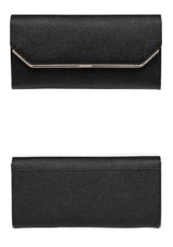 VALDIMARI Hochwertige Clutch aus echtem Leder für Damen, Schwarz, Modische Geldbörse von VALDIMARI