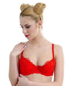 VALEA Luxuriöser Push-up-BH aus weicher Spitze, verstellbare Träger, Kollektion Grace, rot, 80A von VALEA