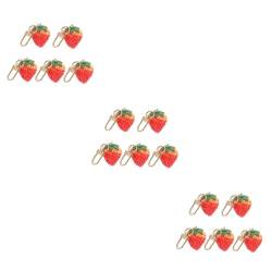 VALICLUD 15 STK Schlüsselanhänger Erdbeertaschenanhänger dekorative hängende Ornamente Erdbeerfigur Schlüsselbund Schlüsselringe Süss rote Erdbeere Kleiner Anhänger Statue Charme Metall von VALICLUD