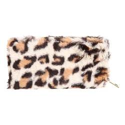 VALICLUD 1stk Geldbörse Mäppchen Leoparden Make-up Tasche Make-up-Tasche Mit Leopardenmuster Tragbare Brieftasche Schlüsseltelefontasche Kosmetiktasche Abendtasche Beutel Plüsch Damen von VALICLUD