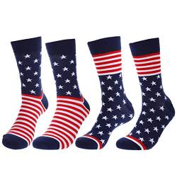 VALICLUD 2 Paar Baumwollsocken mit amerikanischer Flagge, gestreiftes Design, Socken für Herren von VALICLUD