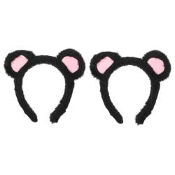VALICLUD 2St Stirnband mit Bärenohren Bärenkostüm tragen haarband Cartoon-Haarband Haargummis Tiara Kostüm Stirnband Cosplay-Stirnbänder Tier Kopfbedeckung Bommel Pulverkern Zubehör Plüsch von VALICLUD