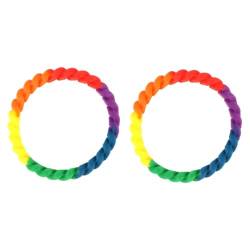 VALICLUD 2St bunter segmentierter Armreif Gay-Pride-Schmuck Regenbogen-Silikon-LGBTQ-Armband einhandzwinge Armbänder modisches Armband Regenbogenfarbenes Armband Mode sechs Etagen von VALICLUD