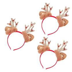 VALICLUD 3 Stk Weihnachtsstirnband leistung haar dekor Rentiergeweih Stirnband Haarbänder Tiara Haarschmuck für Kinder Party-Haarschmuck Cosplay schmücken Kleidung Kopfbedeckung Flanell von VALICLUD