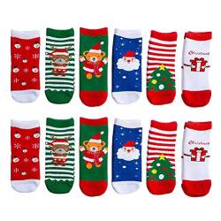 VALICLUD 6 Paare Baby Kleinkind Kinder Weihnachtssocken Cartoon Weihnachtsferien Winter Warme Baumwollsocken für 4-6 Jahre Alt von VALICLUD