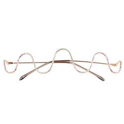VALICLUD Brillengestell mit Diamant-Halbbrillengestell ohne Brille Brillengestell Funkelnde Modebrille für Frauen Gold von VALICLUD