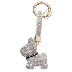 VALICLUD Bulldogge Schlüsselbund Diamant Auto Kreis Schlüsselringe Anhänger Strass Kristall Geldbörse Tier Haustier Charme Handtasche Rucksack Zubehör Silber von VALICLUD