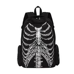 VALICLUD Canvas-Rucksack Gothic Rucksack Brustkorb Skelett Rucksack Canvas Totenkopf Rucksack Totenkopf Laptoptasche Halloween Rucksack Goth Accessoires Für Männer Frauen von VALICLUD