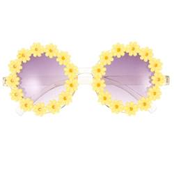 VALICLUD Daisy Sonnenbrille Roman Blumenparty Sonnenbrille Süße Gänseblümchen- Form Runde Brille Strand Brillen Sonnenblumen Sonnenbrille für Frauen Mädchen Kleinkind (Gelb) von VALICLUD