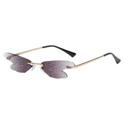 VALICLUD Dragonfly Sonnenbrille Feenflügel für Frauen Schmetterling Sonnenbrille Vintage Randless Festival Sonnenbrille Unregelmäßige Brille Party Sonnenbrille von VALICLUD