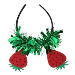 VALICLUD Erdbeer Stirnband Funkelndes Stirnband Erdbeer-kopfschmuck Tiki Aloha Süßes Luau-party-stirnband Hawaii-party-stirnband Hawaiianische Stirnbänder Filzstoff Feder Fräulein Leiner von VALICLUD