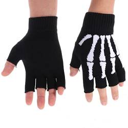 VALICLUD Halloween Skeletthandschuhe Fingerlose Schädelhandschuhe Männer Gothic Handschuhe Cosplay Skelett Hand Halloween Neuheit Schädelhandschuhe von VALICLUD