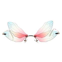VALICLUD Libelle Flügel Sonnenbrille Personalisierte Unregelmäßige Brille Mode Brille für Frauen Mädchen Grün von VALICLUD