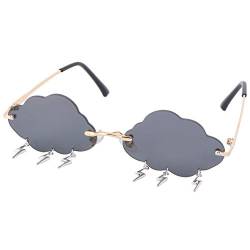 VALICLUD Sonnenbrille für Frauen Wolkenförmige Randlose Sonnenbrille mit Blitzanhänger Mode Sonnenbrille Farbig Linsengrau von VALICLUD