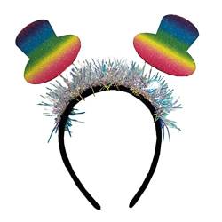 VALICLUD Stirnband Mit Regenbogenhut Miniaturhüte Bommel Alien-bopper Mini-hexen-stirnband Regenbogen-kopf-bopper Valentinstag Mini-clown-hut-stirnband Mädchen Mexiko Filzstoff Damen von VALICLUD