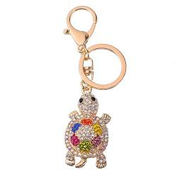 VALICLUD Strass Schildkröte Schlüsselanhänger Kristall Schildkröte Anhänger Schlüsselring Dekorative Keychain Ornament Auto Tasche Handtasche Anhänger Zubehör Inspiriert Keyring Geschenke von VALICLUD