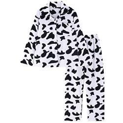 VALICLUD Womens Pyjamas Set Button Down Cow Print Pjs Nachtwäsche Langarm Und Hose Schlafanzug Damen Lang von VALICLUD