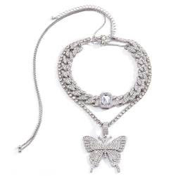 VALKEM Persönlichkeitskette, übertriebene Halskette, Damenmode-Temperament, diamantbesetzte Schmetterlings-Edelstein-Halskette, Schmuck Hochzeitstag Weihnachtsgeburtstagsgeschenk von VALKEM