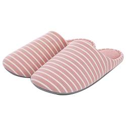 VALPEAKER Damen Herren Hausschuhe Memory Foam waschbare Baumwolle rutschfeste Haushaltsschuhe Pantoffeln im Herbst und Winter für Drinnen und Draussen (Rosa,36-37/S) von VALPEAKER