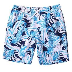 VALPEAKER Herren Badeshorts, Bedruckt Boardshorts für Männer mit Kordelzug, Schnelltrocknend mit Mesh-Futter Strandshorts Kurze Hose für Surf Schwimmen Strand(Weiß,M) von VALPEAKER