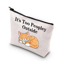 VAMSII Lustige Kosmetiktasche mit Katze "It's Too Peopley", Kulturbeutel, antisoziale Kosmetiktasche, Peopley Outside von VAMSII