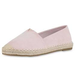 VAN HILL Damen Espadrilles Flach Bast Bequem Schuhe 215395 Rosa 39 von VAN HILL