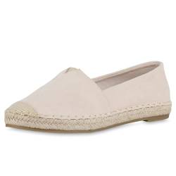 VAN HILL Damen Espadrilles Flach Bast Bequem Schuhe 215397 Beige 39 von VAN HILL