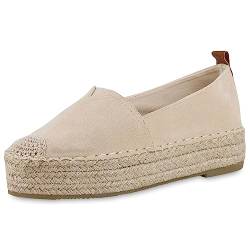 VAN HILL Damen Espadrilles Plateau Bast Trendy Schuhe 840475 212897 Beige 41 von VAN HILL