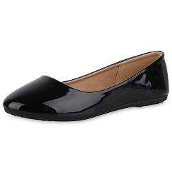 VAN HILL Damen Klassische Ballerinas Flache Freizeit Schuhe Elegante Slip Ons Lack Slippers Leder-Optik Schlupfschuhe 211174 Schwarz Lack 41 von VAN HILL