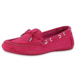 VAN HILL Damen Mokassins Flach Schleifen Bequem Schuhe 214243 Fuchsia 39 von VAN HILL