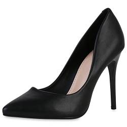 VAN HILL Damen Pumps High Heels Party Stiletto Spitze Lack Schuhe Kunstleder Abendschuhe Freizeit Partyschuhe 203608 Schwarz Lack 37 von VAN HILL