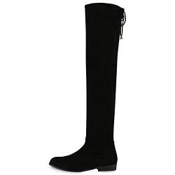 VAN HILL Damen Schnürstiefeletten Leicht Gefütterte Plateau Stiefeletten Zierperlen Schuhe Schnallen Boots Nieten Schnürboots 198038 Schwarz Total 37 von VAN HILL