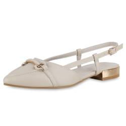 VAN HILL Damen Sling Ballerinas Flach Basic Trendy Schuhe 215254 Beige 40 von VAN HILL