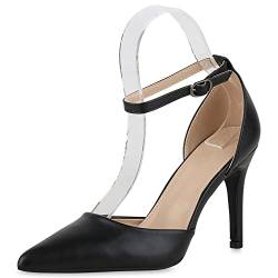 VAN HILL Damen Spitze Pumps Klassische Stiletto Schuhe Freizeit Leder-Optik Absatzschuhe Elegante Abendschuhe 212302 Schwarz 39 von VAN HILL