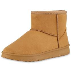 VAN HILL Damen Winter Boots Blockabsatz Profilsohle Bequem Schuhe 213475 Hellbraun 38 von VAN HILL