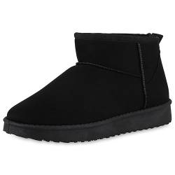 VAN HILL Damen Winter Boots Flach Profilsohle Bequem Schuhe 213476 Schwarz 36 von VAN HILL