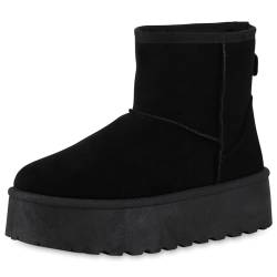 VAN HILL Damen Winter Boots Keilabsatz Plateau Vorne Trendy Schuhe 213879 Schwarz Plateau 37 von VAN HILL