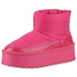 VAN HILL Damen Winter Boots Plateau Profilsohle Bequem Schuhe 213913 Fuchsia Lack 36 von VAN HILL