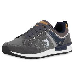 VAN HILL Herren Laufschuhe Flach Profilsohle Sportlich Schuhe 215517 Grau 41 von VAN HILL