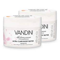 VANDINI Body Butter Damen mit Sheabutter - reichhaltige Body Creme als Körpercreme & Gesichtscreme für trockene Haut - vegane Body Creme für Frauen im 2er Pack (2x 200 ml) von VANDINI