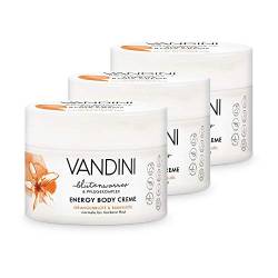 VANDINI Energy Body Creme Damen mit Orangenblüte & Babassuöl - Body Creme & Gesichtscreme für normale bis trockene Haut - vegane Body Creme für Frauen im 3er Pack (3x 200 ml) von VANDINI