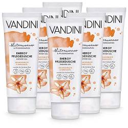 VANDINI Energy Pflege Duschgel Damen mit Orangenblüte & Babassuöl - Duschgel für normale bis trockene Haut - veganes Duschgel für Frauen ohne Silikone, Parabene & Mineralöl (6x 200 ml) von VANDINI