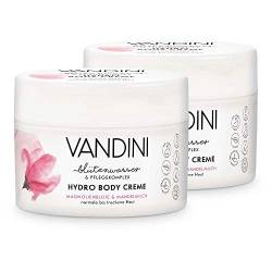 VANDINI Hydro Body Creme Damen mit Magnolienblüte & Mandelmilch - Body Creme & Gesichtscreme für normale bis trockene Haut - vegane Body Creme für Frauen im 2er Pack (2x 200 ml) von VANDINI